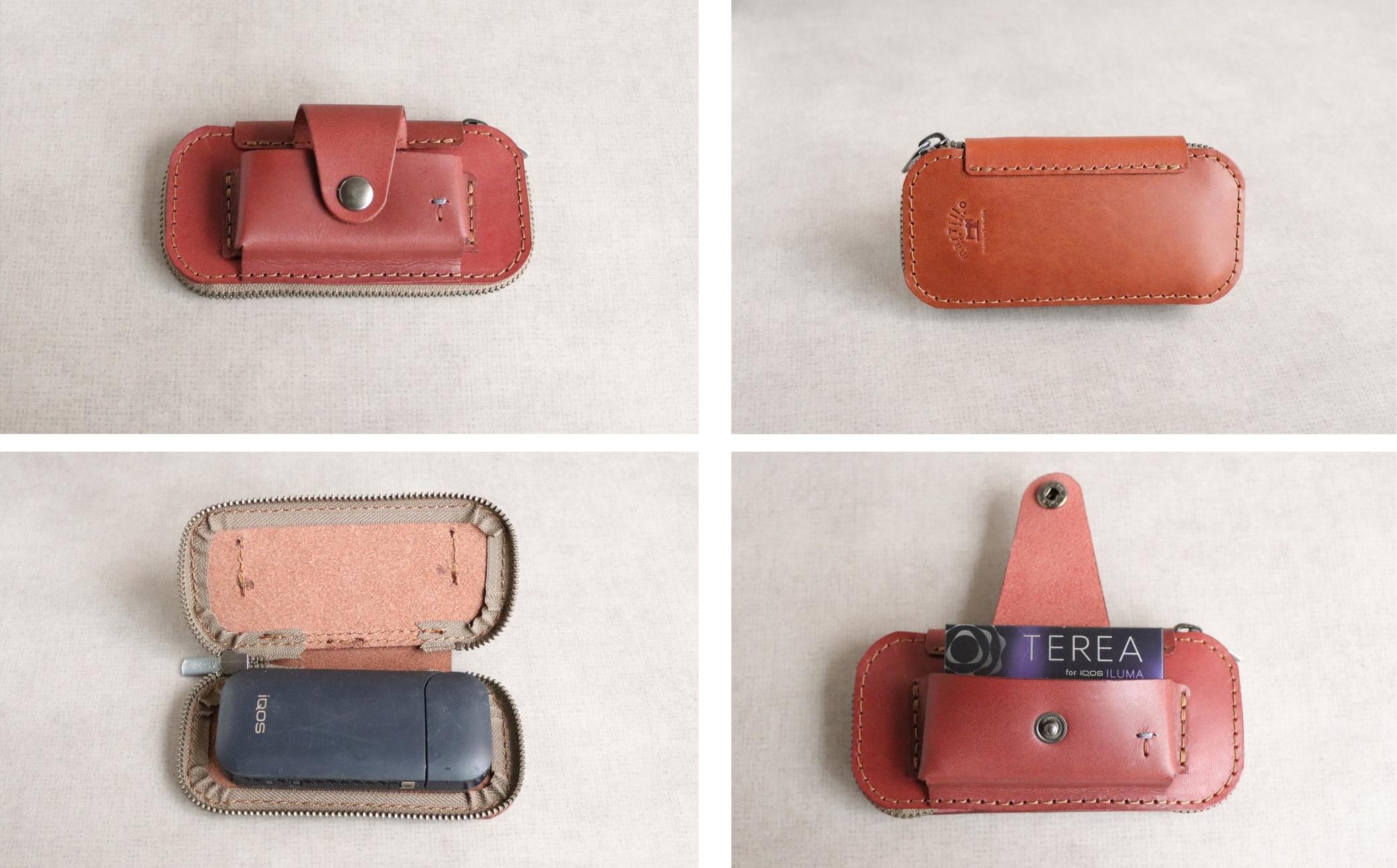 【革工房Japlish】 iQOS（アイコス）用の本革ケース 【ネイビー】 glo（グロー）も収納可能 ＜福岡市の本革製品＞