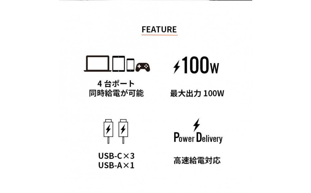 【Qurra】 クルラ PD100W充電器 折りたたみACアダプター 【6ヶ月保証】  3R-PD100C01BK