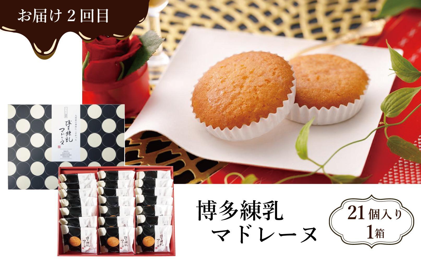 【定期便全3回】スイーツ３種定期便　1回目シャルロット・オ・ショコラ（12個入り）2回目博多練乳マドレーヌ（21個入り）3回目 博多塩チーズケーキ（16個入り）