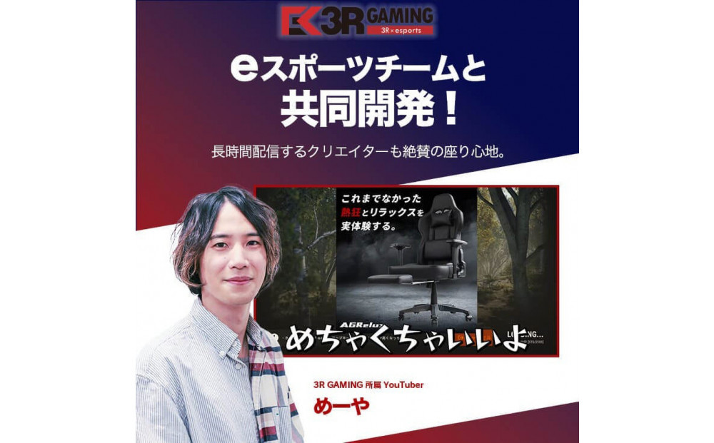 【AGRelux】3R Gaming ゲーミングチェア  AGRelux アグリラックス ファブリック 【1年間保証】 3R-AGR01BK-FAB