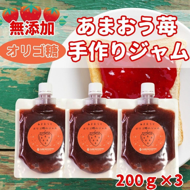 いちごジャム 無添加 あまおうとオリゴ糖のジャム 200g×3袋 手作り 国産 チューブ パウチ入り