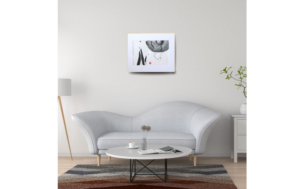 【全4回】福岡市書道家による四季を感じる墨象作品 定期便（A3額装）