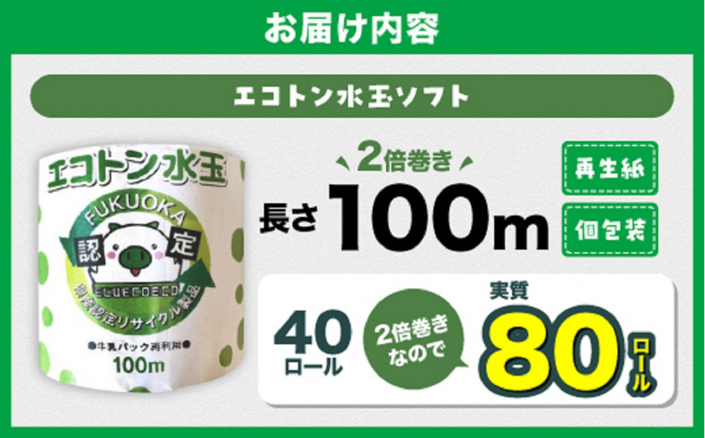 トイレットペーパー エコトン水玉 100ｍ×40個【福岡市】