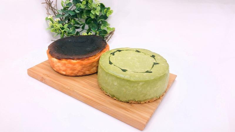 博多で作られたバスクチーズケーキ、生抹茶チーズケーキセット