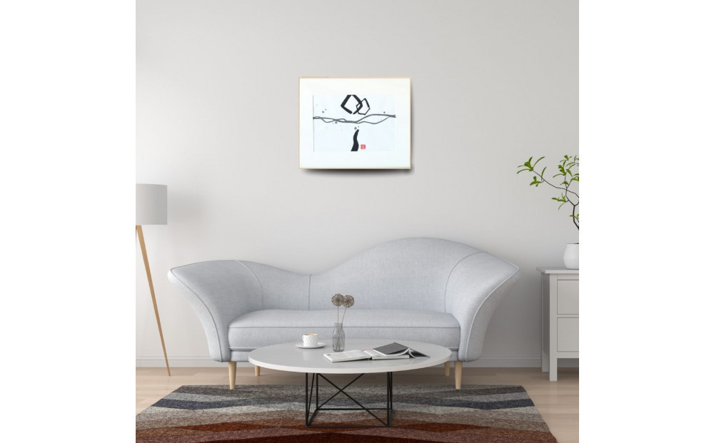 【全4回】福岡市書道家による四季を感じる墨象作品 定期便（A3額装）