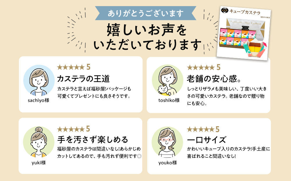 【カステラ本家福砂屋　福岡市内製造】 キューブカステラ15個入