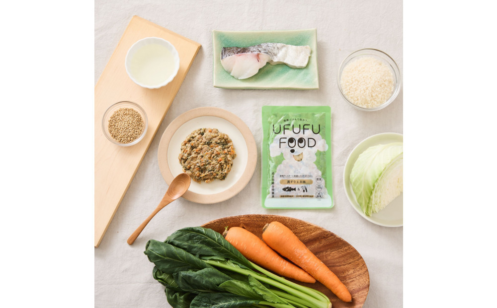 【福岡市】成犬用総合栄養食 食物アレルギーに配慮した 手づくりごはん　UFUFU FOOD  レトルト 真ダラとお米4パック