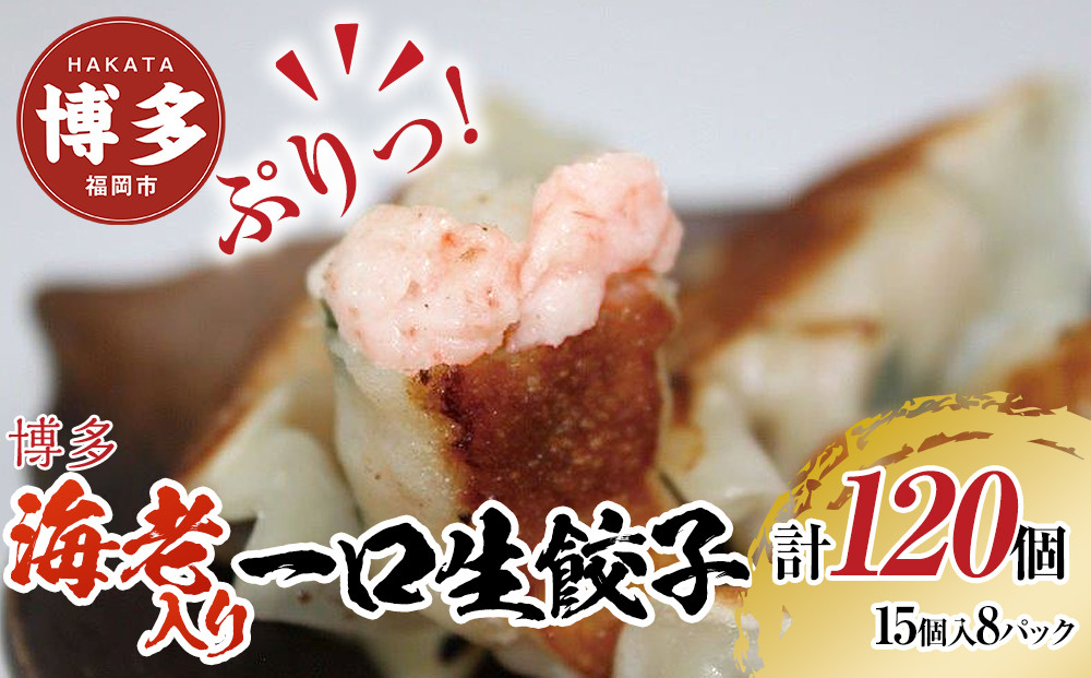 【１月中旬以降発送】博多エビ入り一口生餃子 120個 小分け便利8パック　創業40年以上福岡老舗会社製造　