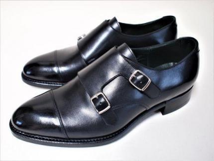 革靴 ダブルモンクストラップ（ハンドソーンウェルテッド製法／博多製造）サイズ：24.5ｃｍ
