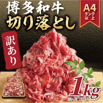 訳あり!【A4〜A5】博多和牛切り落とし　1kg(500g×2p)(大牟田市)【配送不可地域：離島】【1560561】
