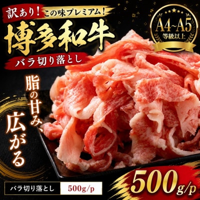訳あり!この味プレミアム!【A4〜A5】博多和牛バラ切り落とし　500g/p(大牟田市)【配送不可地域：離島】【1743419】
