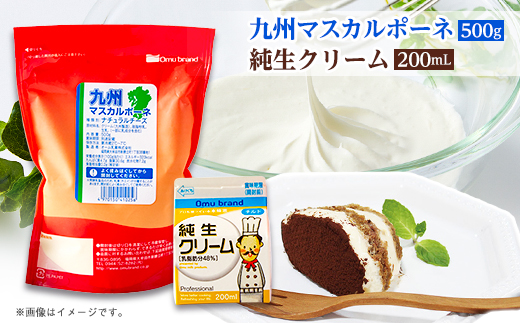 オーム乳業 九州マスカルポーネと純生クリーム(九州マスカルポーネ500g/純生クリーム200mL)【配送不可地域：離島】【1551454】