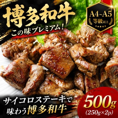 この味プレミアム!【A4〜A5】博多和牛サイコロステーキ　500g(250g×2p)(大牟田市)【配送不可地域：離島】【1758364】