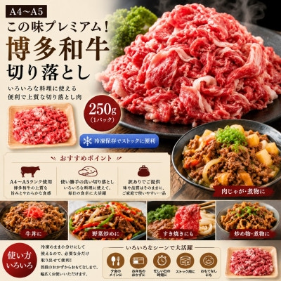 訳あり!【A4〜A5】この味プレミアム!博多和牛切り落とし 750g(250g×3p)(大牟田市)【配送不可地域：離島】【1744131】