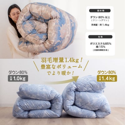 クリーン羽毛(リサイクル羽毛)掛布団　シングル　羽毛量1.4kg　色、柄おまかせ【1416590】