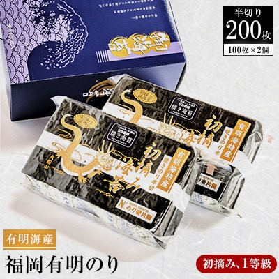 有明海苔 初摘み「焼き海苔」(半切り100枚×2個  計200枚)【1245989】