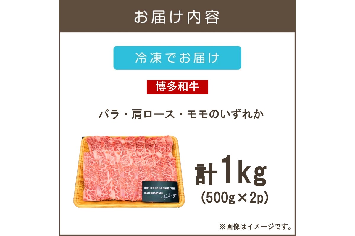 【C4-012】【A4-A5ランク】博多和牛焼肉用(バラ肉・肩ロース肉・モモ肉) 1kg