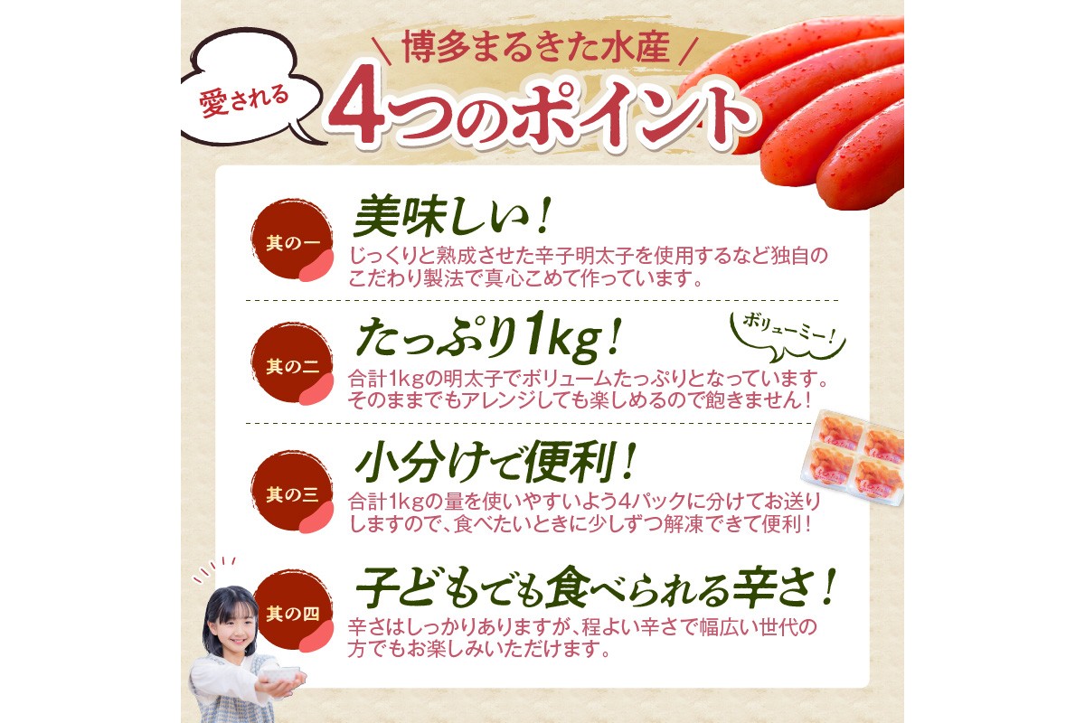 【A5-389】博多まるきた水産 辛子明太子(切子)約1kg