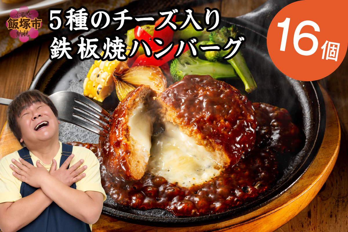【A6-029】5種のチーズ入り鉄板焼ハンバーグ(デミグラスソース)16個