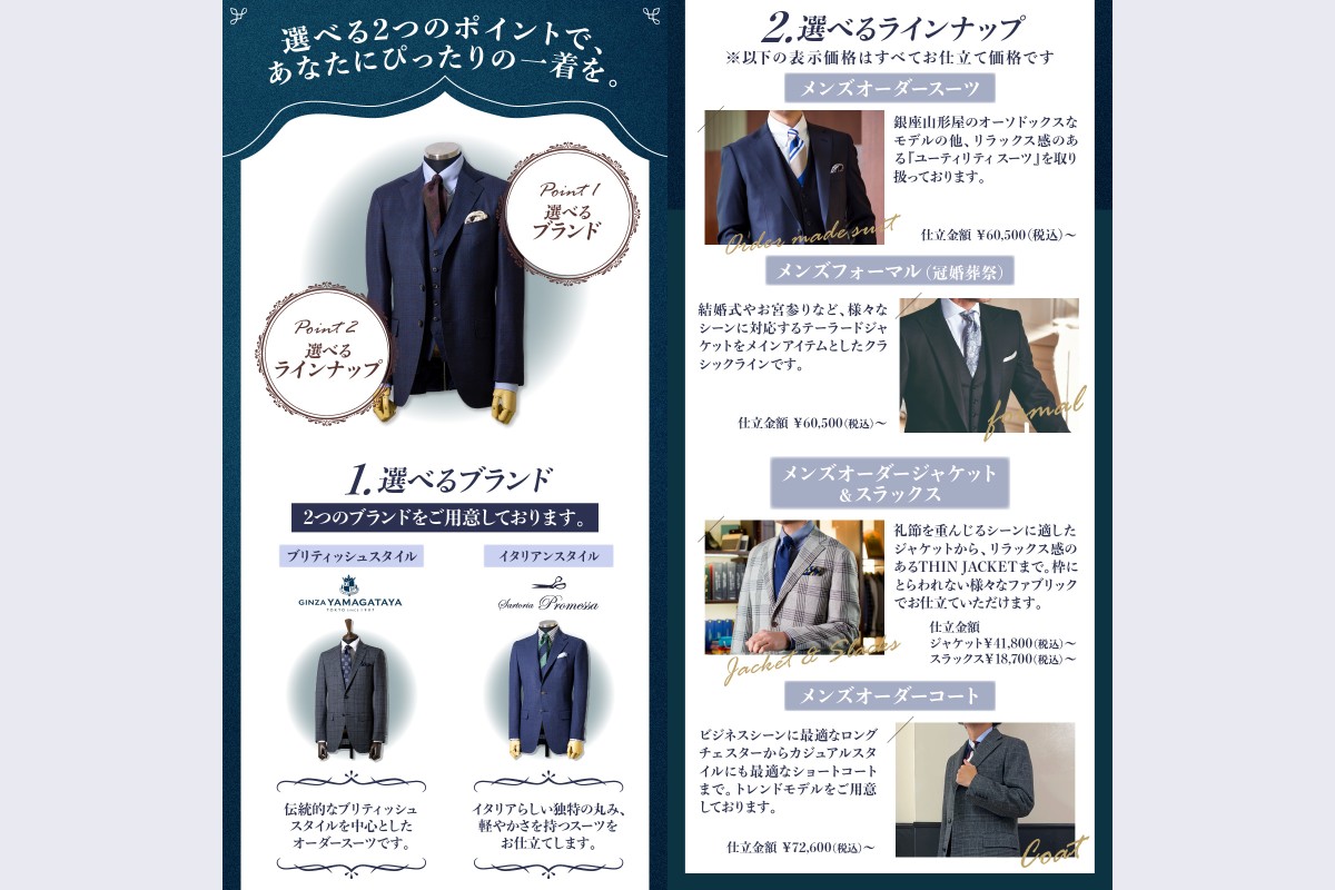 【F-030】銀座山形屋 メンズオーダー仕立券(15,000円分)