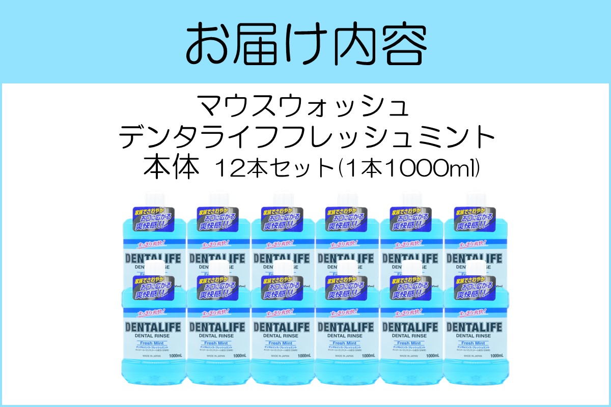 【B4-034】マウスウォッシュ デンタライフ フレッシュミント 1000ml×12本