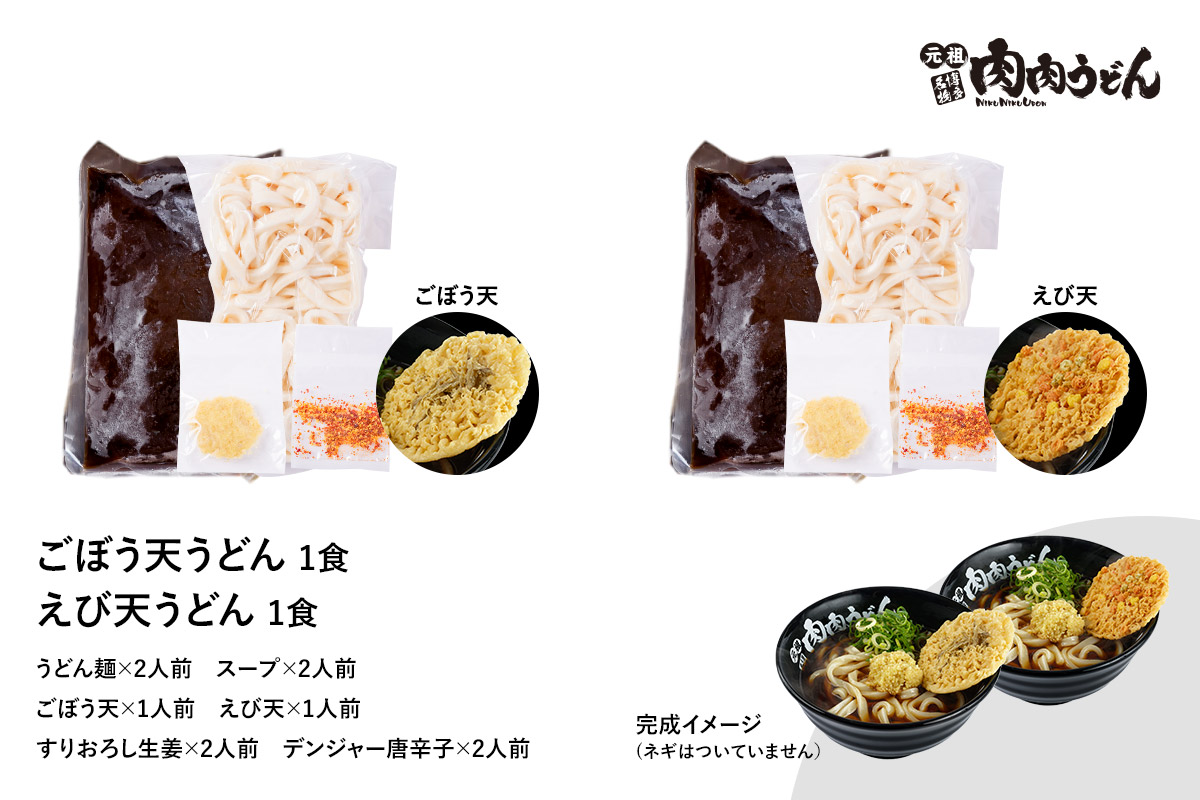 【A5-460】冷凍 肉肉うどん２食・天ぷらうどん２食・黒カレーうどん１食 バラエティセット