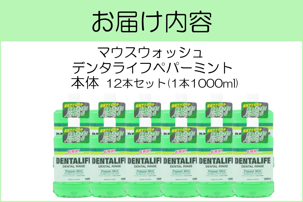 【B4-035】マウスウォッシュ デンタライフ ペパーミント 1000ml×12本