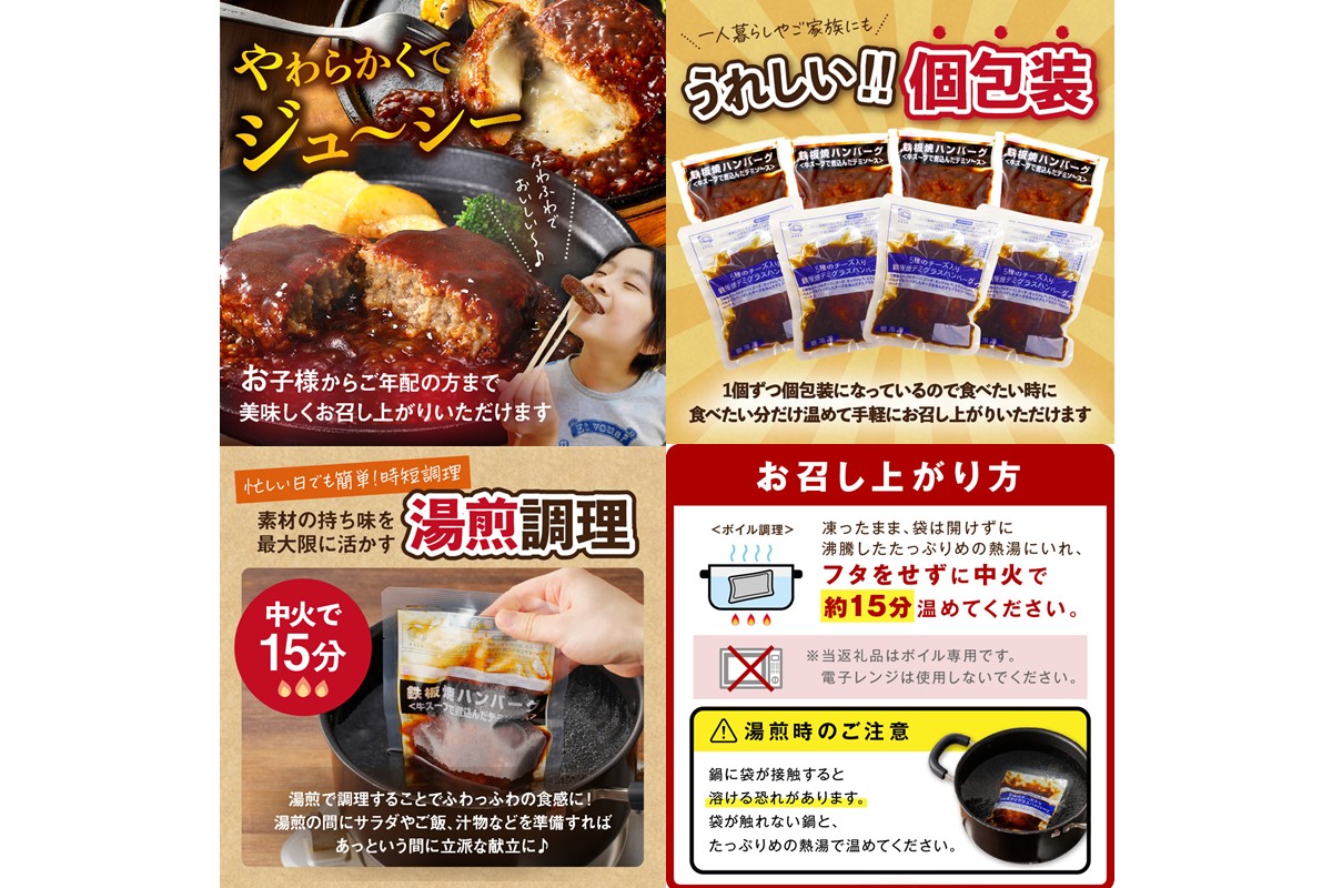 【A5-301】かねふく辛子明太子&デミソースのハンバーグ2種セット