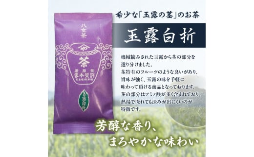 【自宅用日本茶 緑茶】＜八女茶＞許斐本家 玉露白折・かぶせ他 飲み比べ徳用セット