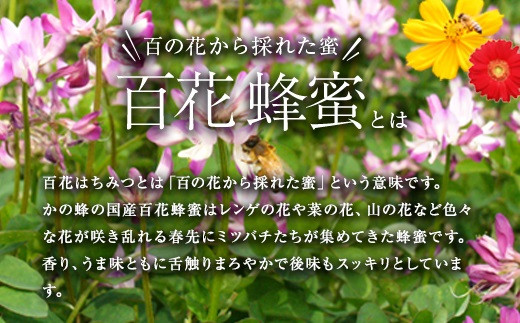 ＜国産＞かの蜂 百花蜂蜜2kg（1kg×2本）養蜂一筋60年自慢の一品　