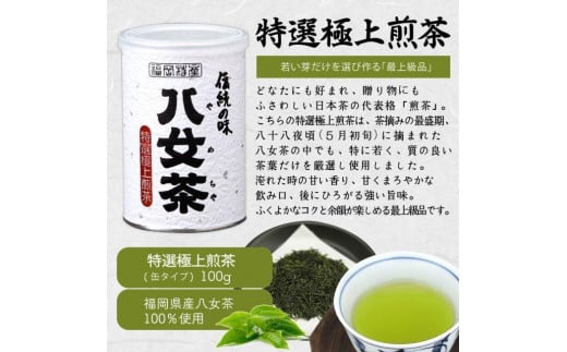 【ギフト対応】八女茶100％ 産地の香りを閉じ込めた最高級茶缶詰５種 100g×10缶