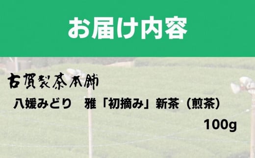 古賀製茶本舗　奥八女初摘み新茶　八媛みどり「雅」特上煎茶　１００ｇ【2024年5月以降発送】 【メール便】