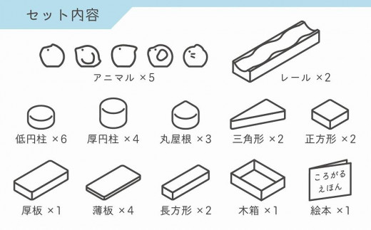 【知育玩具】コロガルアニマルつみきL【九州産木材使用】