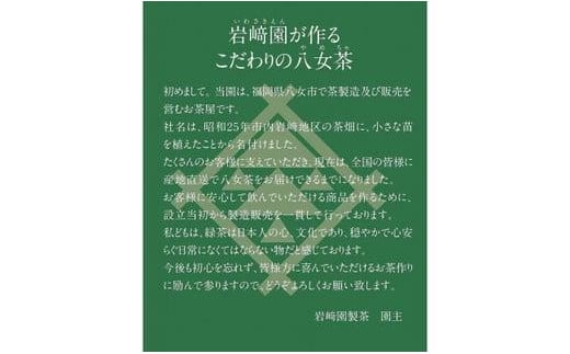 【定期便】八女茶100％ 深むし茶 計1.5kg（２カ月毎に100g５袋×３回）