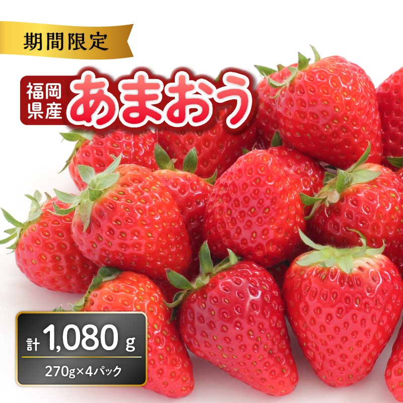 福岡県産あまおう 270g×4パック【2025年2月発送開始】　いちご 苺 イチゴ フルーツ 果物 あまおう