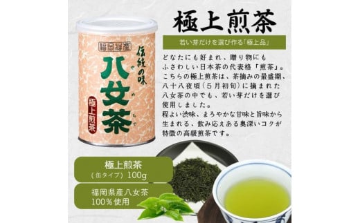 【ギフト対応】八女茶100％ 産地の香りを閉じ込めた最高級茶缶詰５種 100g×10缶