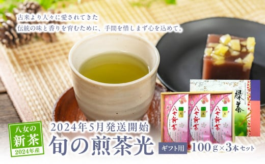 【新茶】【ギフト用】【お茶の光玉園】新茶　旬の煎茶光100g×3本セット【2024年5月発送開始】