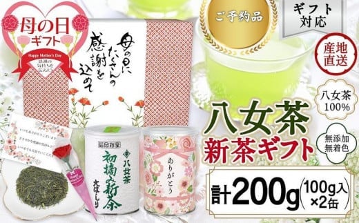 【 予約商品 新茶 母の日ギフト 】 2025年産 八十八夜新茶「ありがとう」缶入り 初摘み 新茶 大はしり 感謝のメッセージカード ミニカーネーション 付き