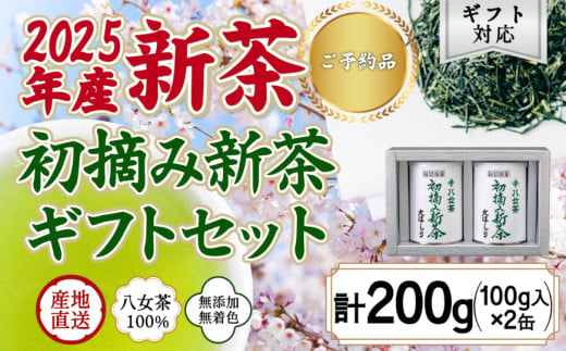 【予約限定茶】希少品「2025年産 初摘み新茶」100g缶詰 ２缶化粧箱入 ギフト対応 ｜2025年5月初旬頃発送