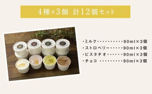 【冷凍】 かの蜂 国産はちみつ アイスクリーム 12個セット （4種×3個） ミルク チョコレート ストロベリー ピスタチオ｜ジェラート 蜂蜜の自然な甘さ＜配送不可：北海道・沖縄・離島＞