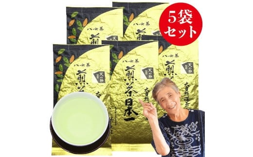 自社製造の深蒸しの八女茶！当園の最高級品！天の抄（てんのしょう）80g入り5袋入り  お茶 緑茶 煎茶 深蒸し茶 高級 自社農園 産地直送 福岡 八女市