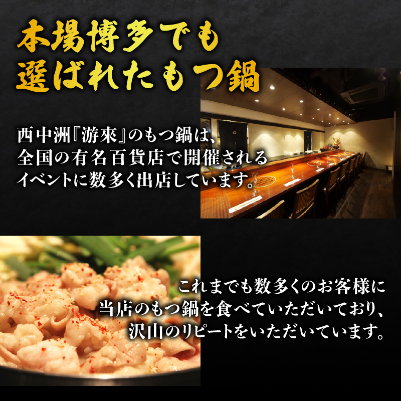 【游來】もつ鍋2～3人前セット モツ もつ ホルモン 鍋 新感覚 スープ 〆付き 麺 ちゃんぽん麺 セット 冷凍配送 簡単 調理 福岡県 八女市