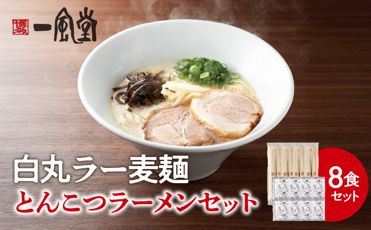 一風堂白丸ラー麦麺セット（8食） ラーメン 麺 濃厚 豚骨 とんこつ 福岡 八女 博多 博多一風堂