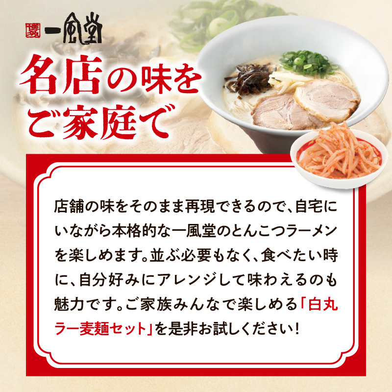 【一風堂】白丸ラー麦麺セット＆ホットもやしソースセット ラーメン とんこつ 豚骨 豚骨スープ ストレート麺 ラー麦 本格 福岡 ご当地 お取り寄せ 福岡県 八女市