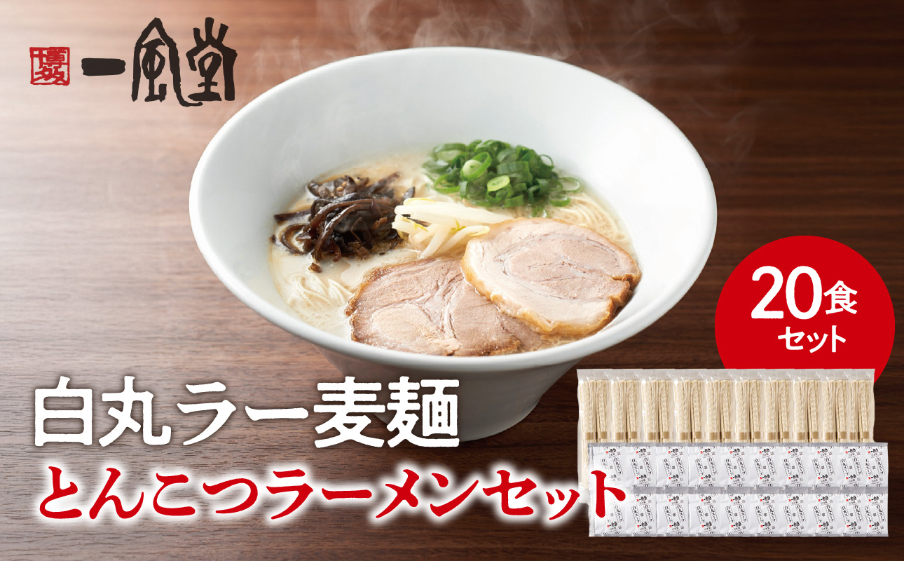 一風堂白丸ラー麦麺セット（20食） ラーメン とんこつ 豚骨 豚骨スープ ストレート麺 ラー麦 本格 福岡 ご当地 お取り寄せ