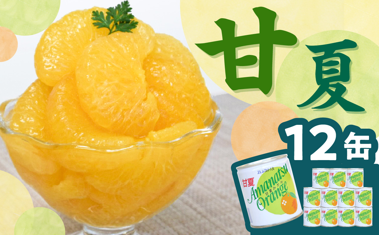 甘夏缶詰(全果粒 身割れ混合) 12缶入 甘夏みかん 缶詰 かんづめ 保存食 非常食 備蓄 福岡県 八女市