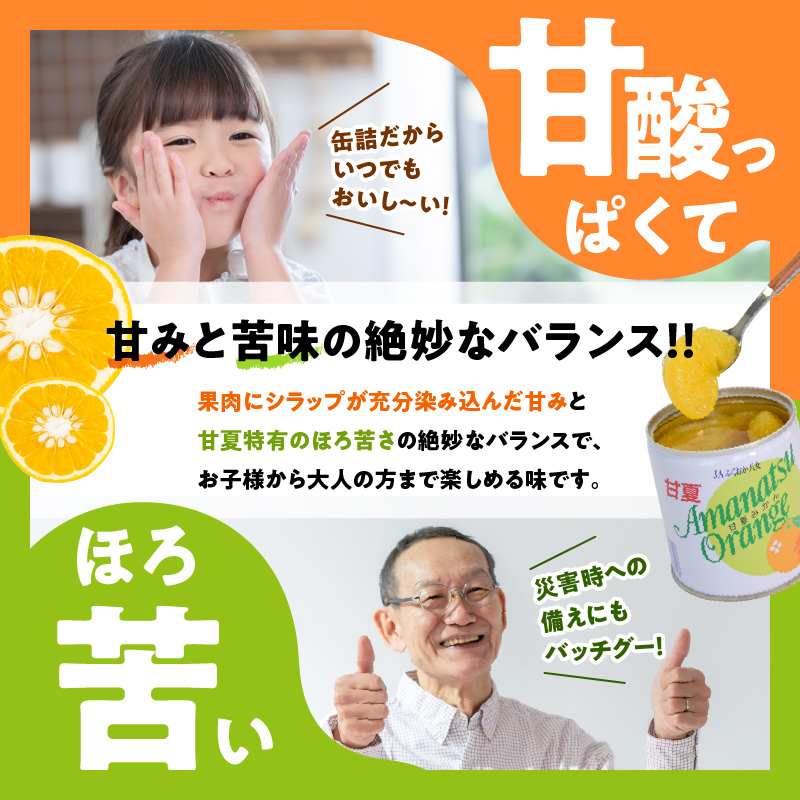 甘夏缶詰(全果粒 身割れ混合) 12缶入 甘夏みかん 缶詰 かんづめ 保存食 非常食 備蓄 福岡県 八女市