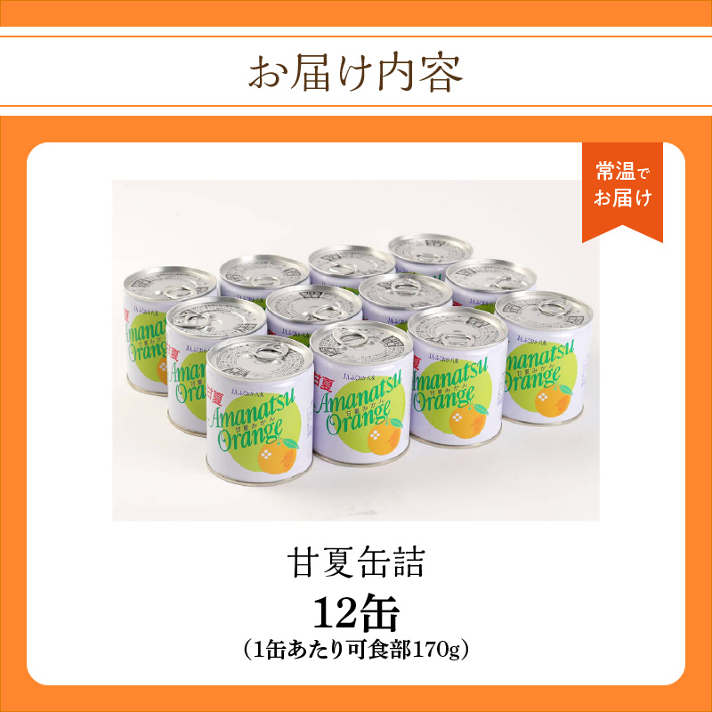 甘夏缶詰(全果粒 身割れ混合) 12缶入 甘夏みかん 缶詰 かんづめ 保存食 非常食 備蓄 福岡県 八女市
