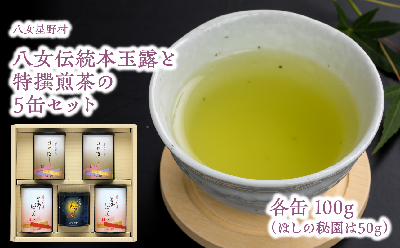 八女伝統本玉露と特撰煎茶の5缶入セット 茶 お茶 日本茶 八女茶 玉露 煎茶 福岡県 八女市