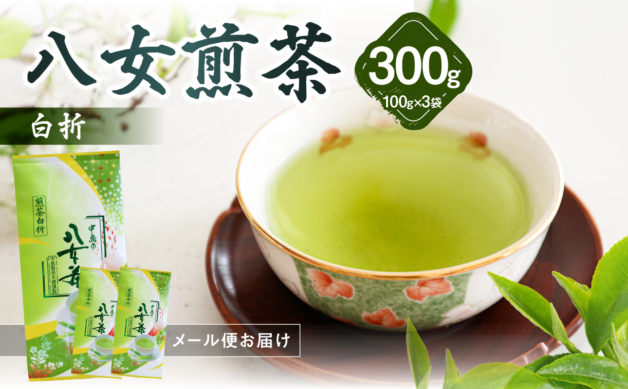 八女煎茶白折(家庭用) 100g×3袋入【メール便】 茶 お茶 煎茶 ポスト投函 簡易包装 訳あり 福岡県 八女市